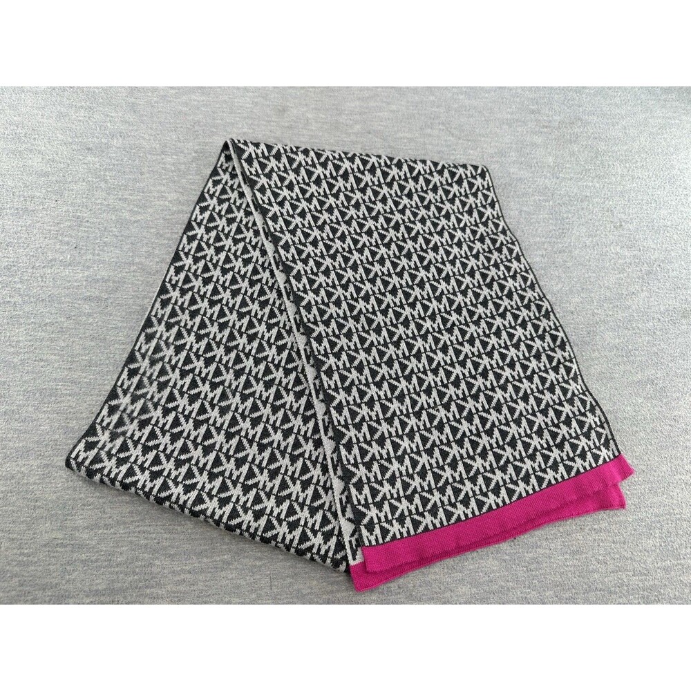 MICHAEL KORS MK Logo Chic & Cozy Pink & Gray MK Monogram Print Scarf A1